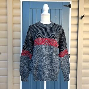 Vintage 80s 90s Campus Ski Sweater, Wool Pullover Men’s Size Medium